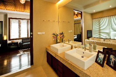 Master Bathroom with Terrace View